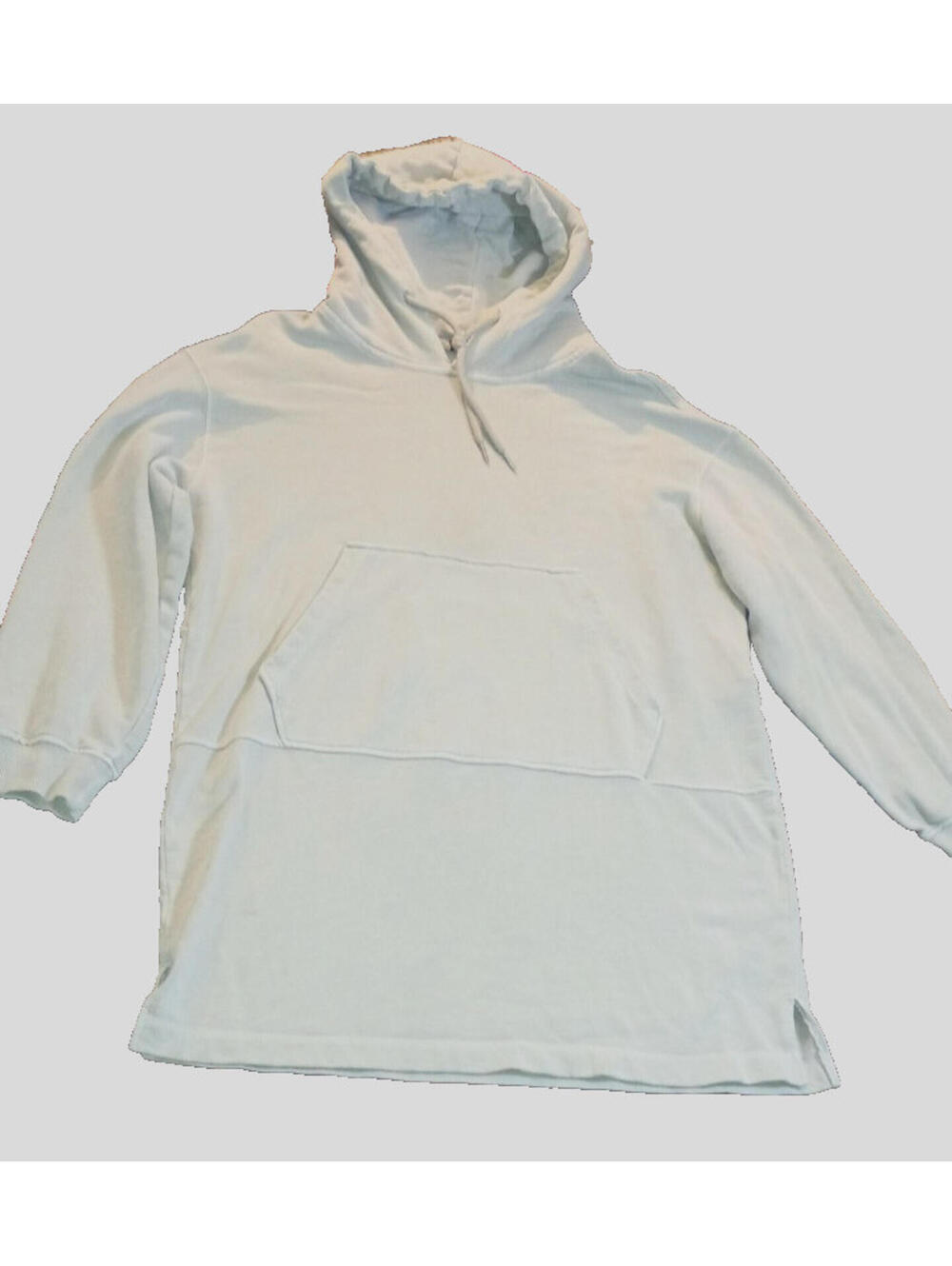 7 For All Mankind Hoodie Long Sweatshirt Beige Y2K Tan Size Large Sweater SZ L